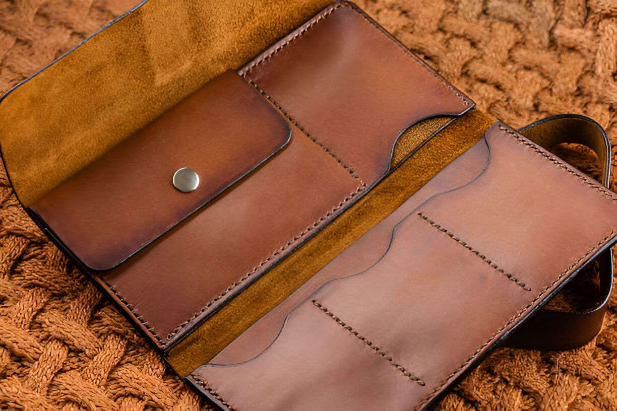 Leather Checkbook Wallet for Men